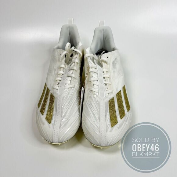 adidas adizero White Gold Metallic Football Cleats GX5122 Men’s Size 13.5 - Picture 4 of 5